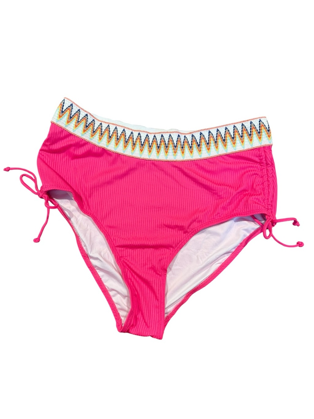 High-Rise Hot Pink Swim Brief with Embroidered Waistband